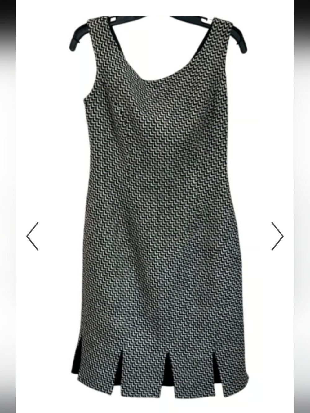 Kay Unger Wool Black and White Patterned Sleeveless Midi Dress Size M